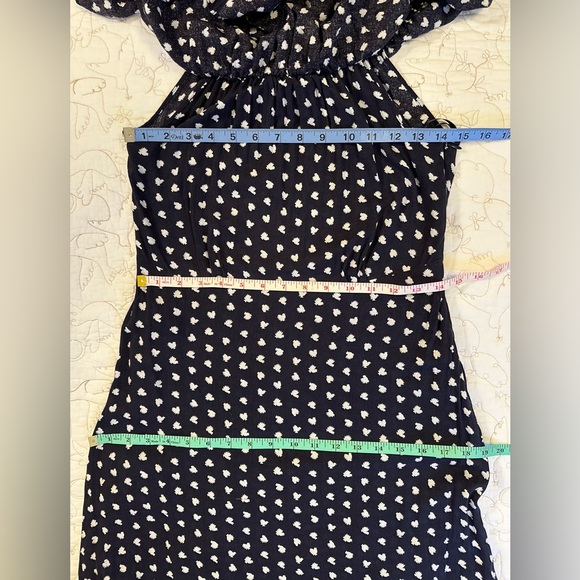 Ann Taylor LOFT Off the Shoulder Navy and White Flowy Dress - Picture 12 of 12